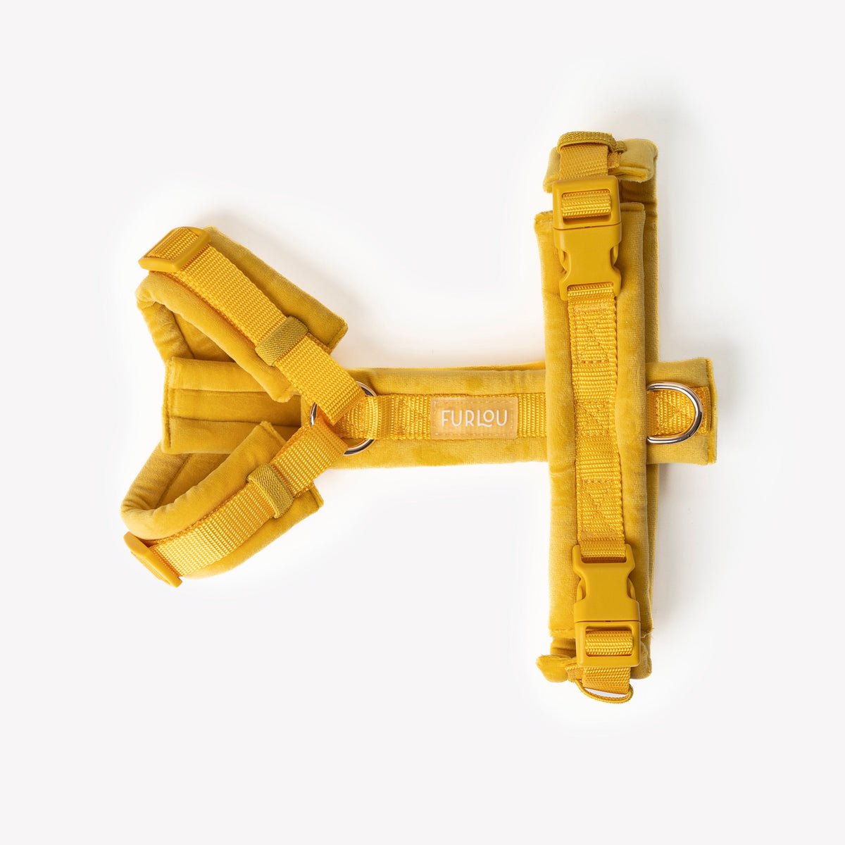 Yellow Velvet Dog Harness, alternate view