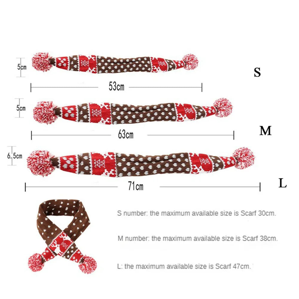 Christmas Dog Scarf Knitted Elk Design Striped – photo 6 of 10