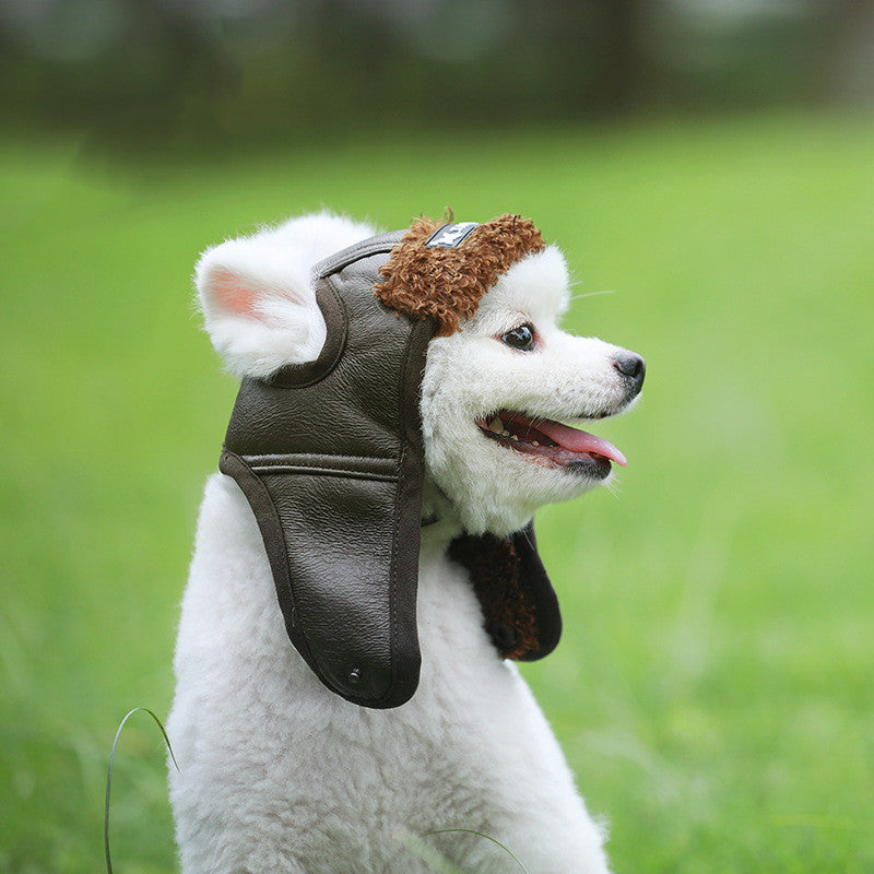 Faux Leather Dog Cap - Autumn Winter Dog Hat - image 1