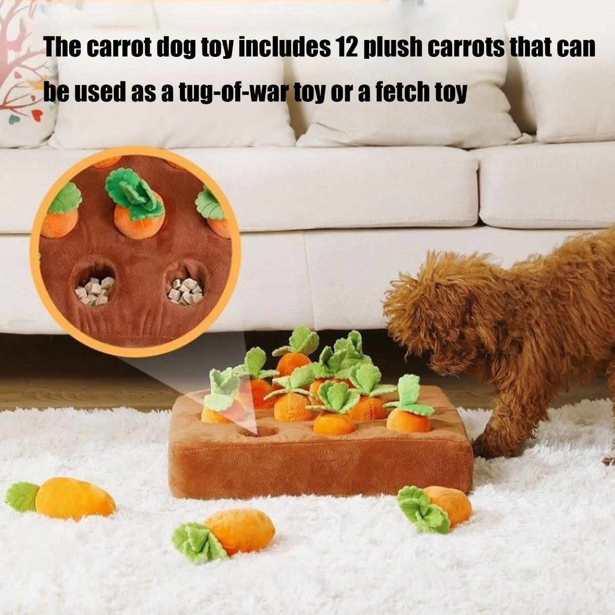 Carrot Garden Snuffle Mat Dog Toy – 12 Carrots, Plush Puzzle – alternate view 3