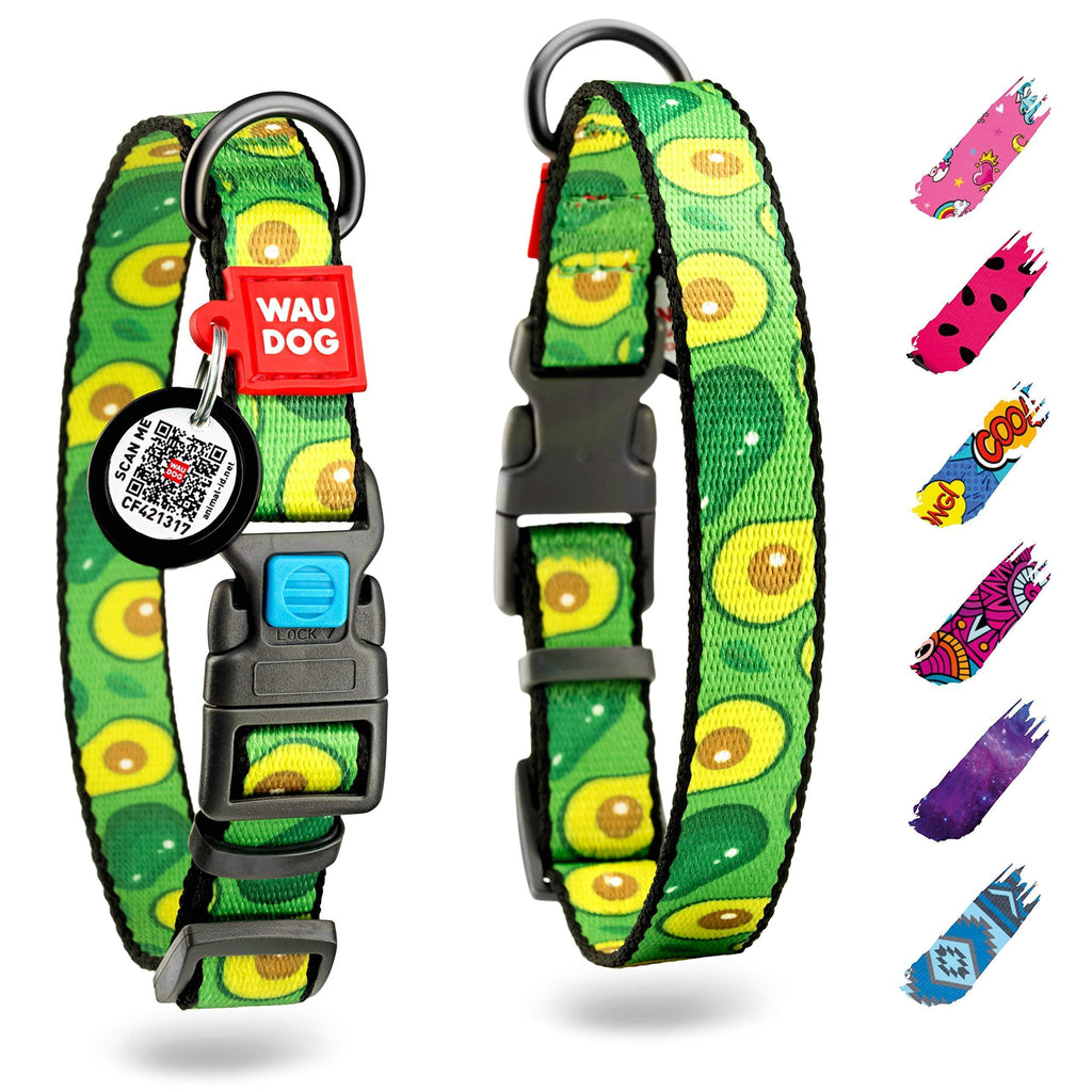Nylon Dog Collar with Breakaway Buckle and QR ID Tag Avocado – photo 1 of 6