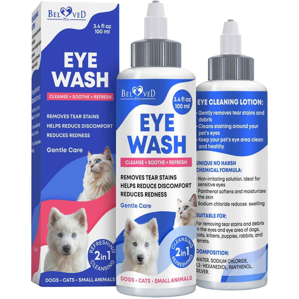 Cliny cat and dog eye wash drops tear stain remover, bottle front view