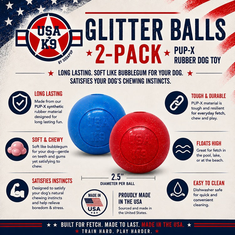 SodaPup Glitter Ball red and blue large soft rubber dog toy 2-pack – photo 4 of 11