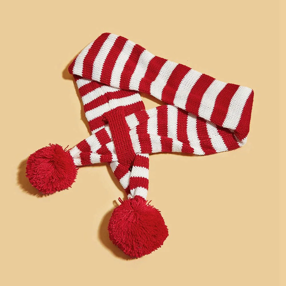 Christmas Dog Scarf Knitted Elk Design Striped – photo 4 of 10