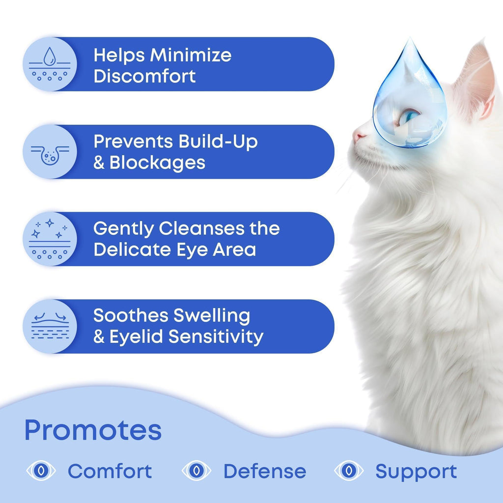 Cliny cat and dog eye wash drops tear stain remover, cleaning tear stains from dog's eye area