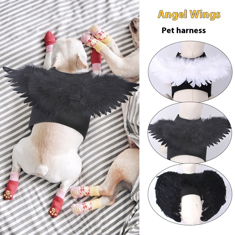 Angel Wings Dog Costume – Felt Chest-Back Wings – front view