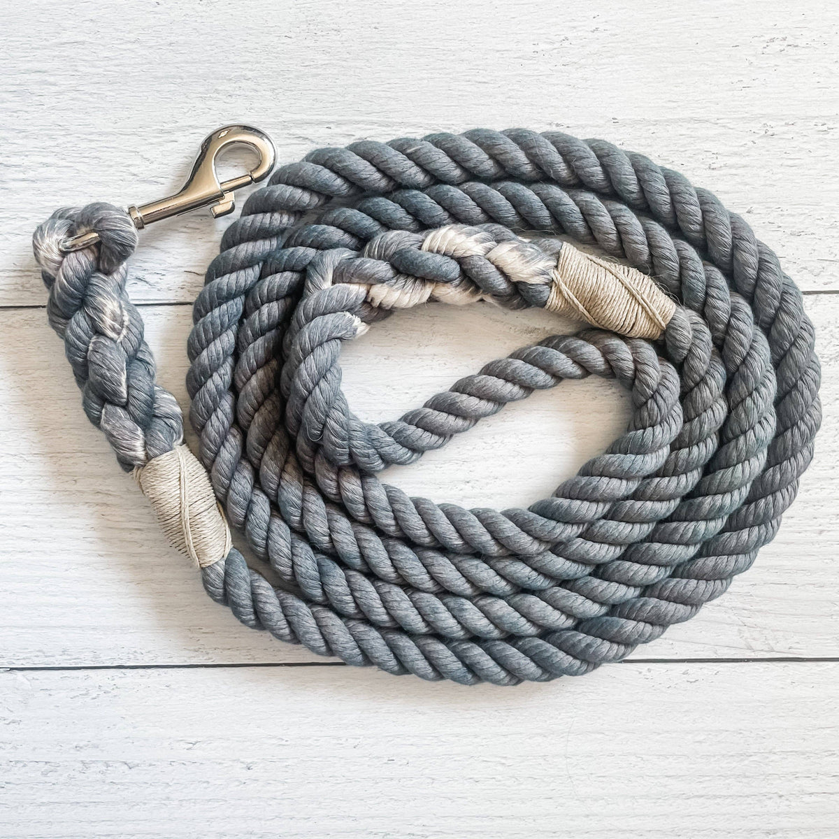 Grey Dog Leash – 4 Feet, Solid, 3/8 Inch – alternate view 2
