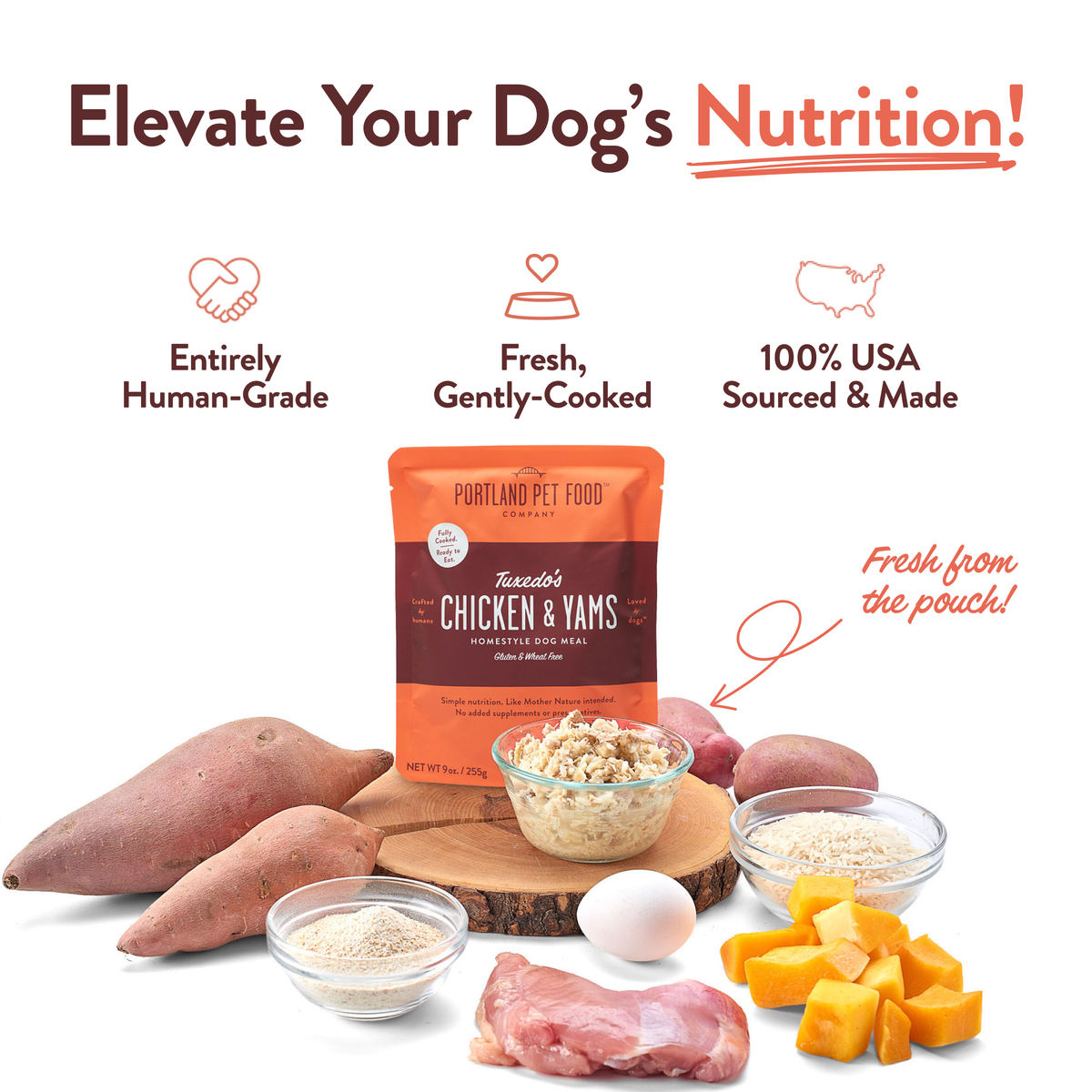 Tuxedo's Chicken & Yams Human Grade Fresh Wet Food Dog Pouch – alternate view 6