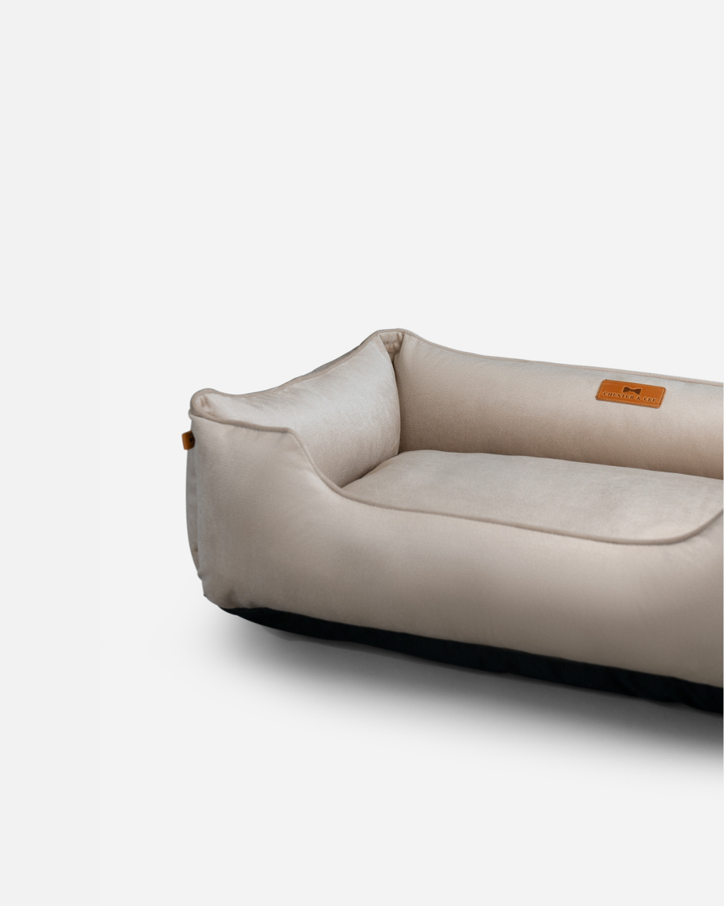 Chester and Lee classic velvet sleeper dog bed in warm beige