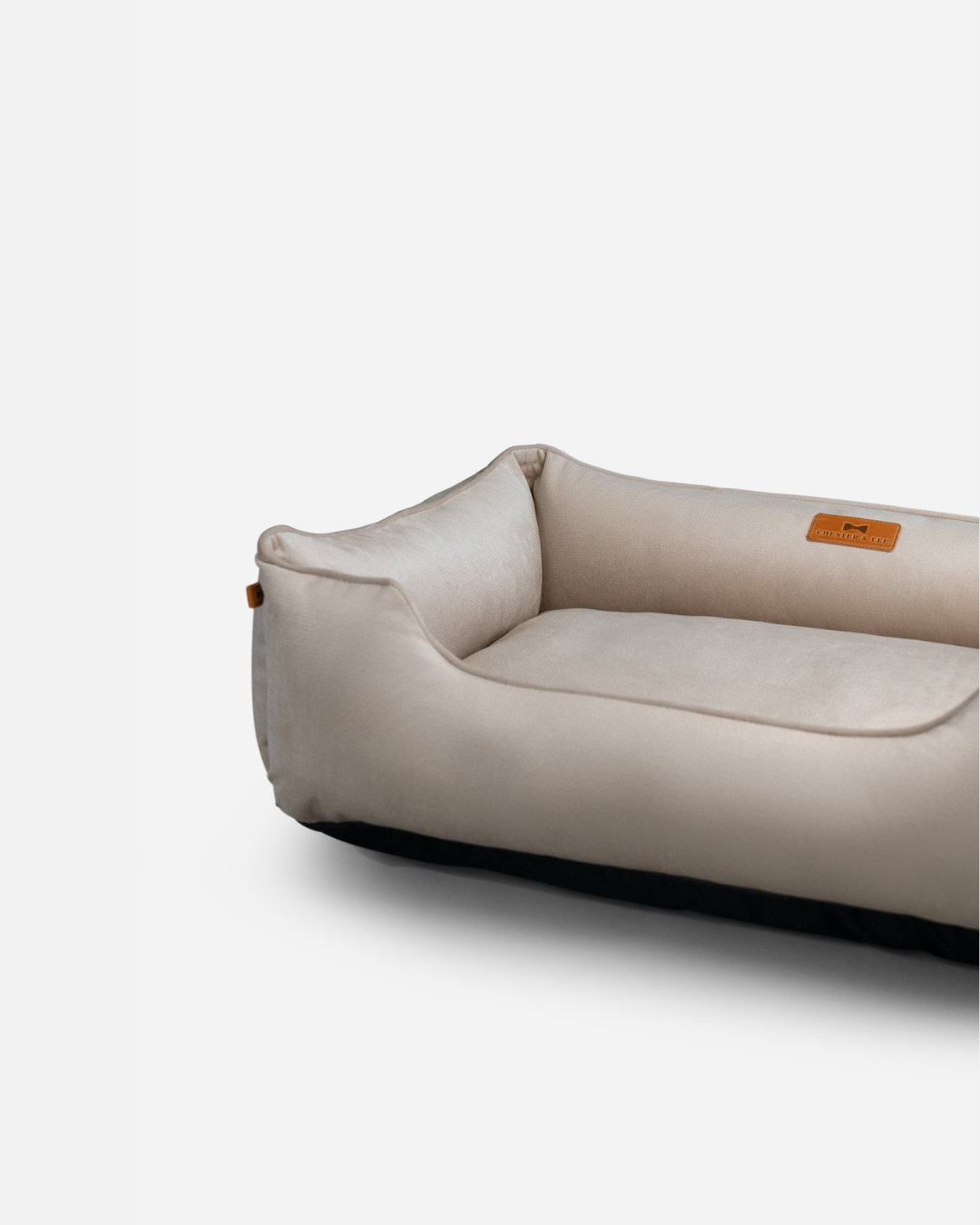 Chester and Lee classic velvet sleeper dog bed in warm beige