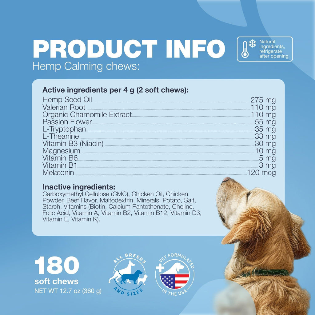 Hemp Calming Chews for Dogs L-Theanine Chamomile Beef Flavor – photo 7 of 9