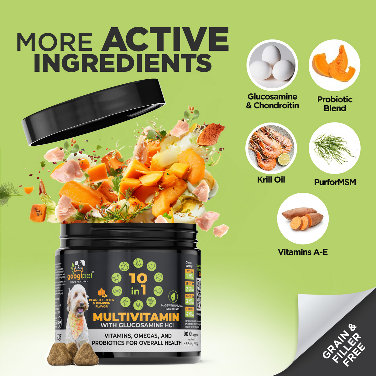 10 in 1 Multivitamin Chews for Dogs (Peanut Butter & Pumpkin Flavor) – alternate view 4