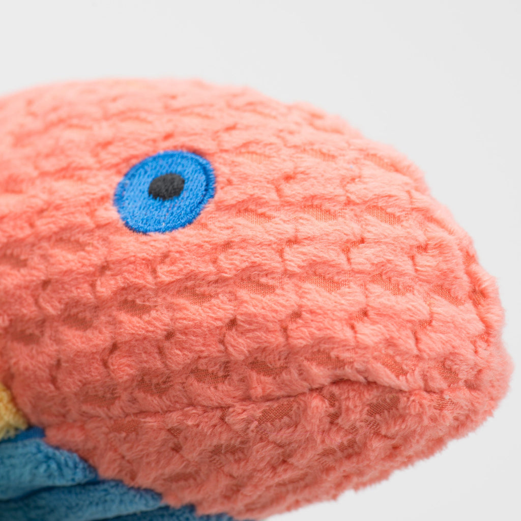Raucous Rainbow Trout Knottie Plush Dog Toy, side view