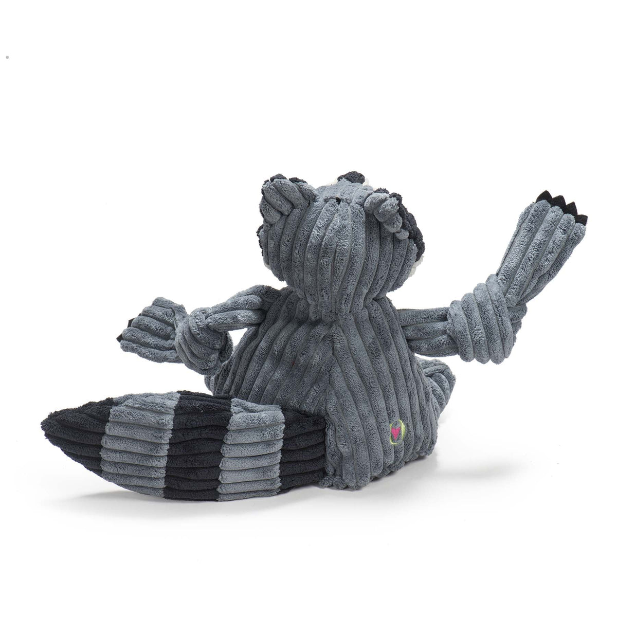 Reggie Raccoon Knottie Plush Dog Toy, side view