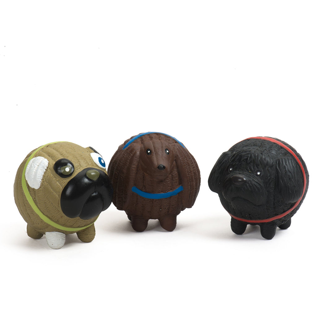 Assorted Ruff-Tex HuggleMutt Latex Balls Dog Toys 3 Pack Small