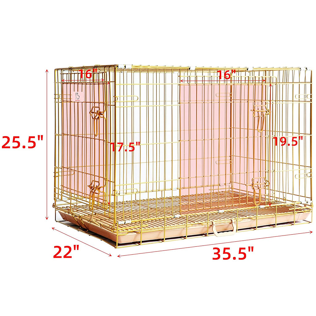 Copper Gold Wire Dog Crate – 24 to 42 Inch, Foldable – alternate view 11