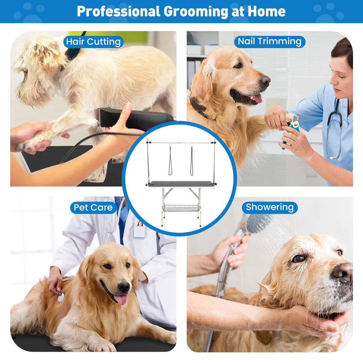 Foldable Dog Grooming Table with Adjustable Arms Black – photo 7 of 8