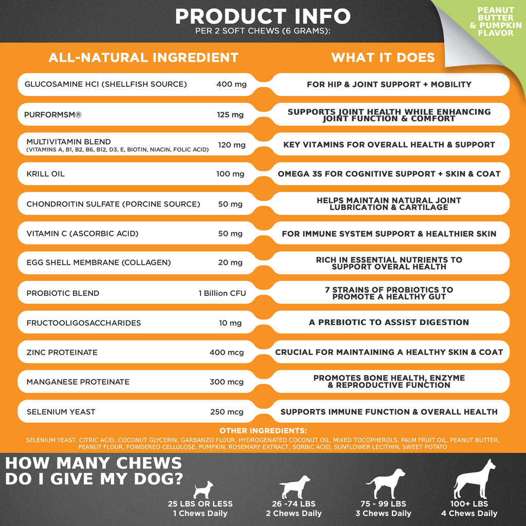 10 in 1 Multivitamin Chews for Dogs (Peanut Butter & Pumpkin Flavor) – alternate view 5