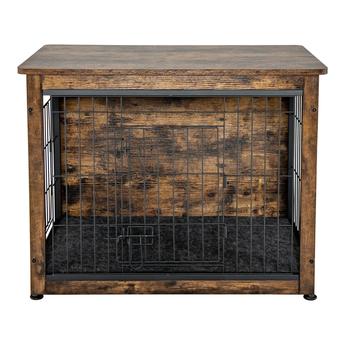 Wooden Dog Crate Furniture with Double Door and Tray Brown – photo 3 of 8