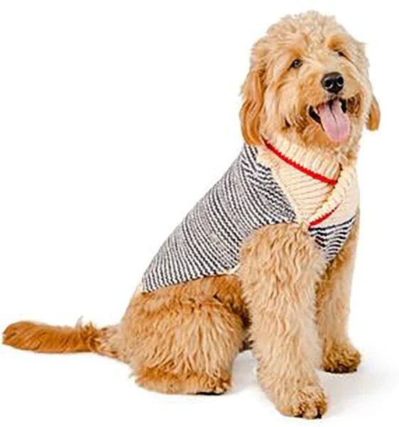 Spencer Dog Sweater Blue and Cream Shawl Collar – photo 8 of 9