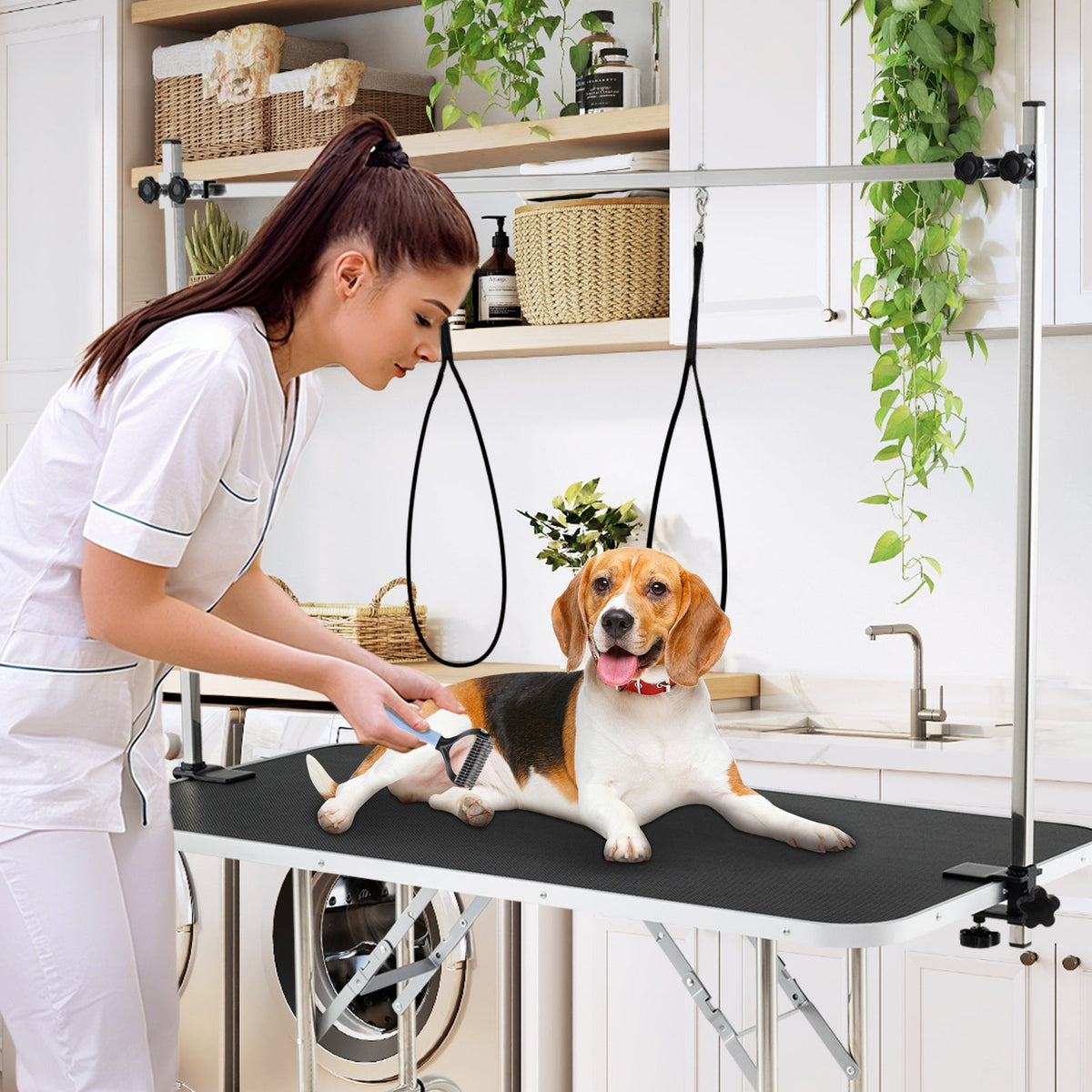 Foldable Dog Grooming Table with Adjustable Arms Black – photo 2 of 8