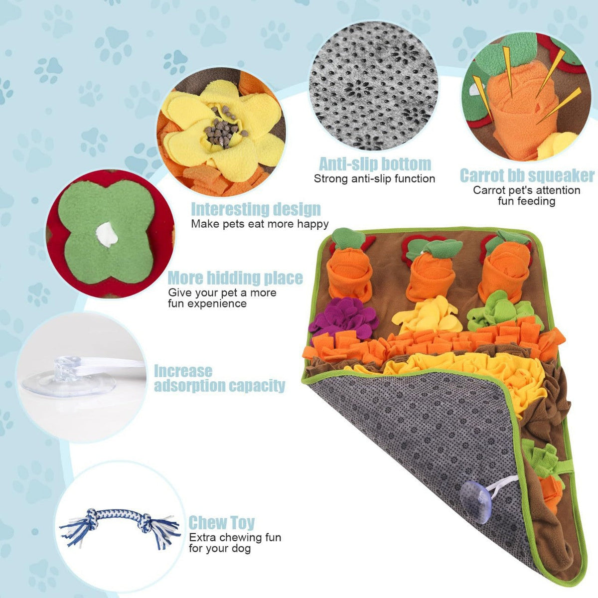 Carrot Snuffle Mat, Interactive Foraging Toy For Dogs – alternate view 5