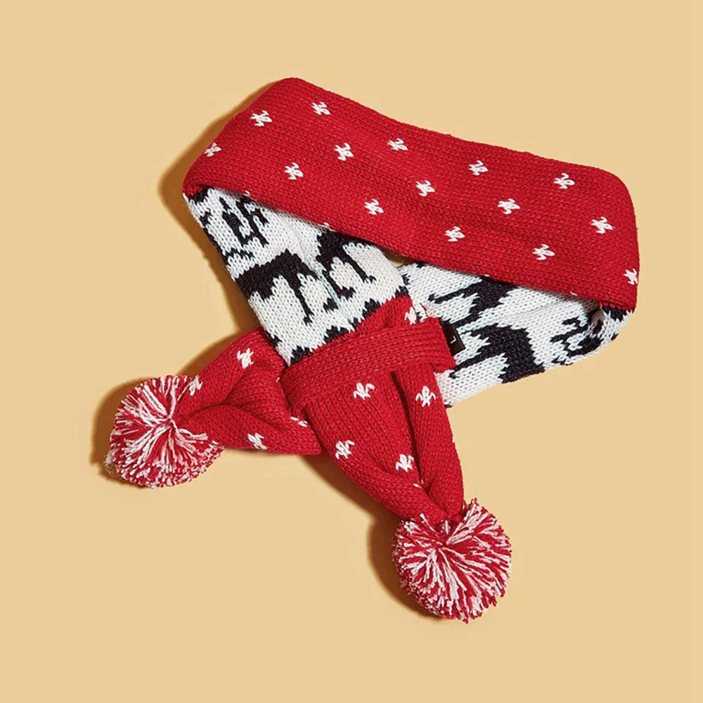 Christmas Dog Scarf Knitted Elk Design Striped – photo 3 of 10