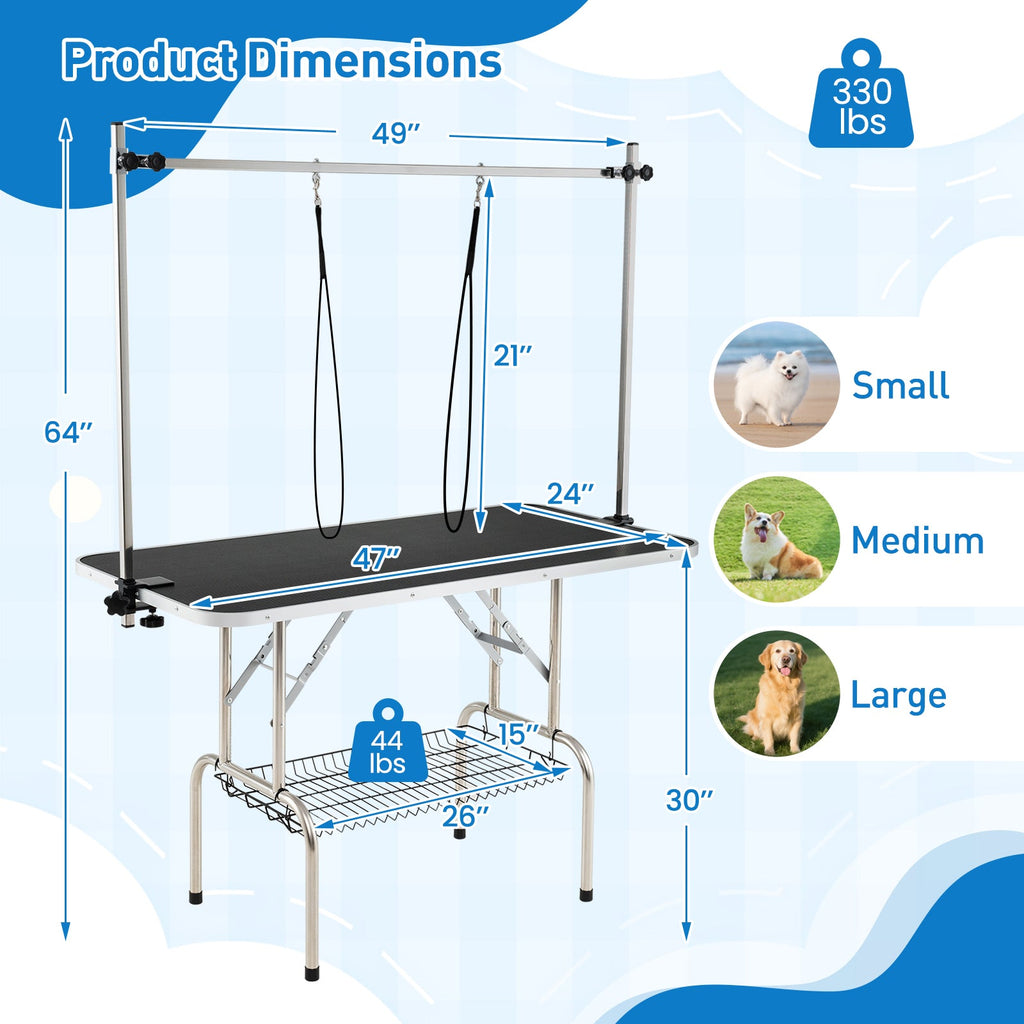 Foldable Dog Grooming Table with Adjustable Arms Black – photo 4 of 8