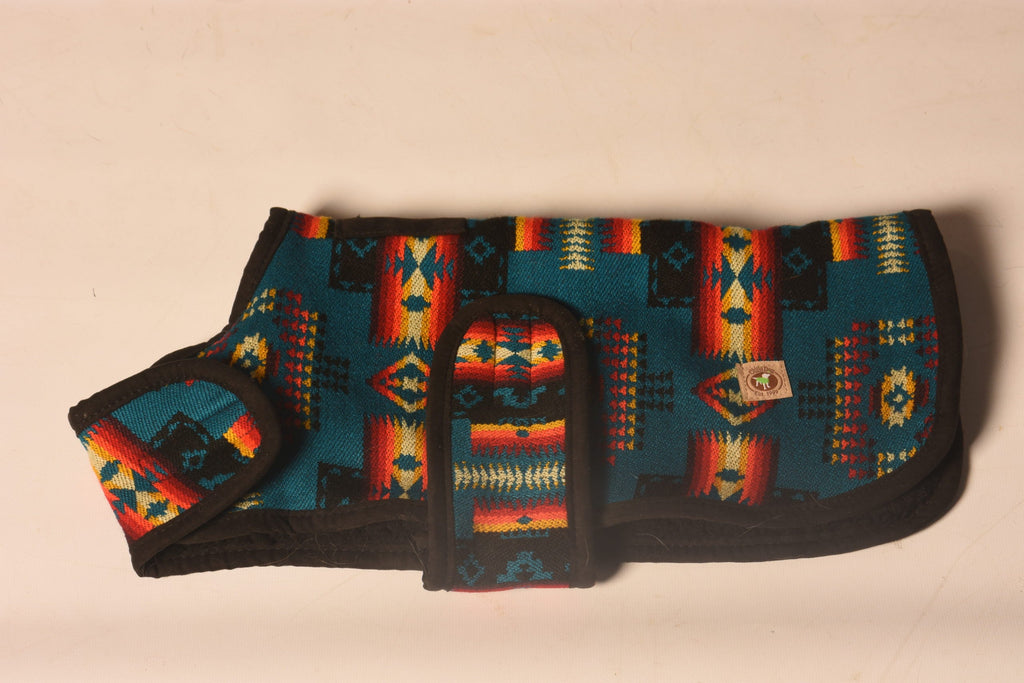 Turquoise Southwest Blanket Dog Coat Fleece Lined – photo 4 of 4