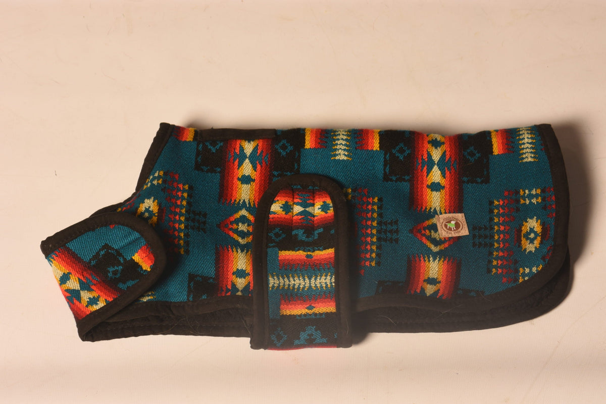 Turquoise Southwest Blanket Dog Coat Fleece Lined – photo 4 of 4