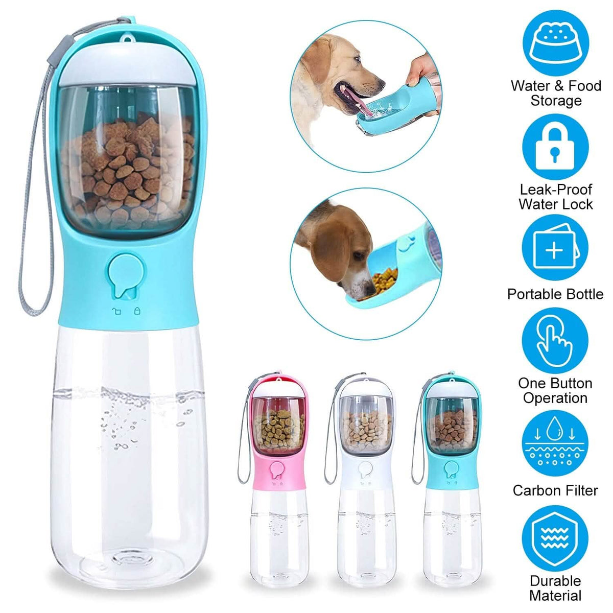 Portable Dog Water Dispenser 18.6 oz with Detachable Food Container – photo 11 of 17