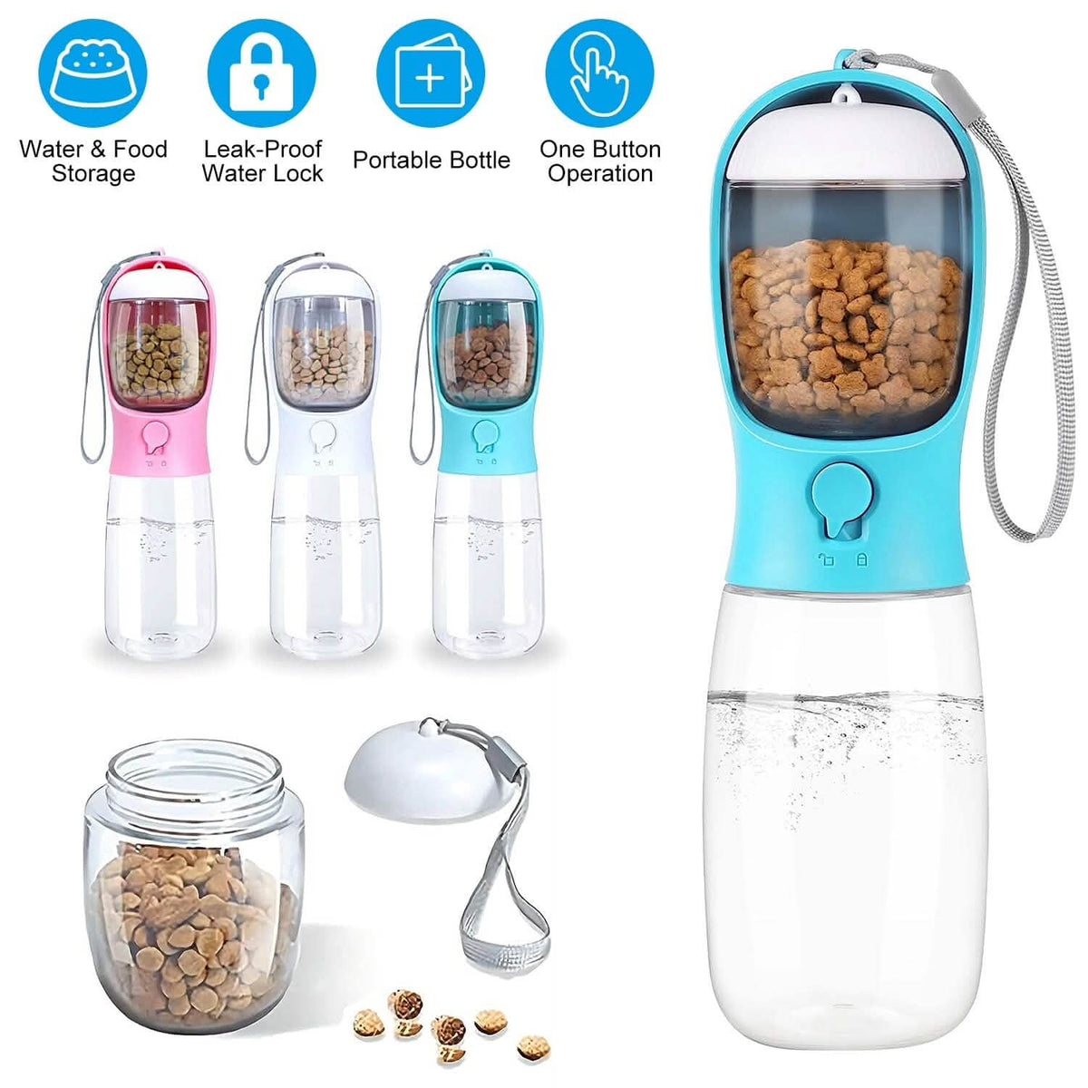 Portable Dog Water Dispenser 18.6 oz with Detachable Food Container – photo 7 of 17