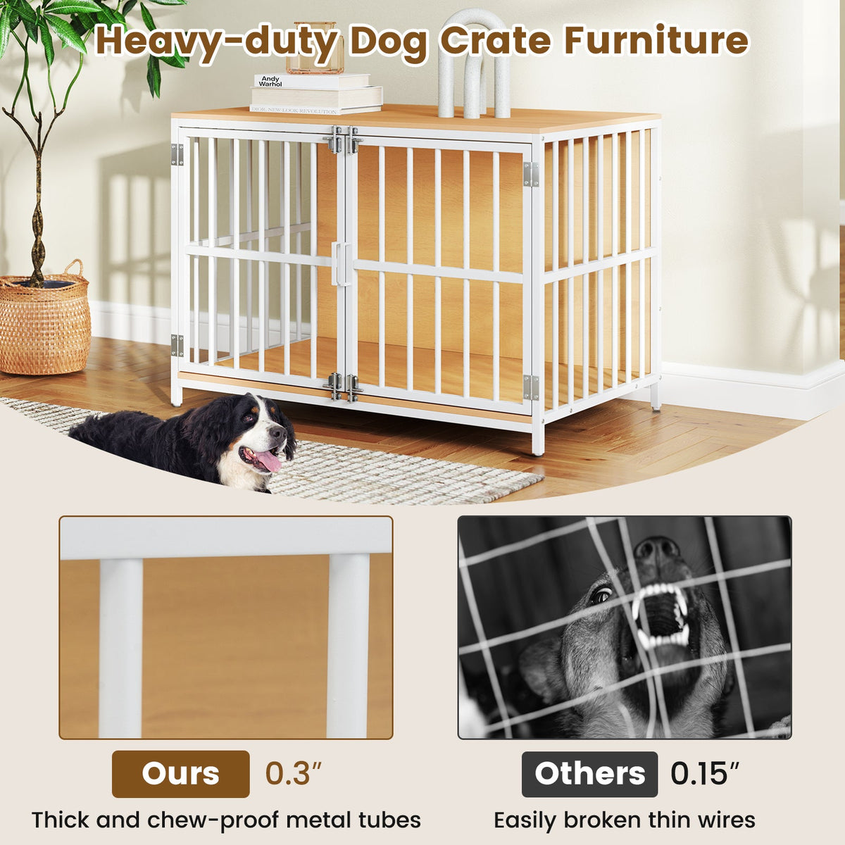 40 Inch Dog Crate Furniture Kennel with Double Doors – photo 12 of 16
