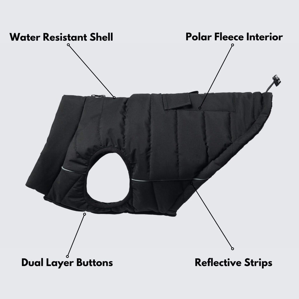 WarmShield Water-Resistant Dog Jacket – Black – alternate view 3