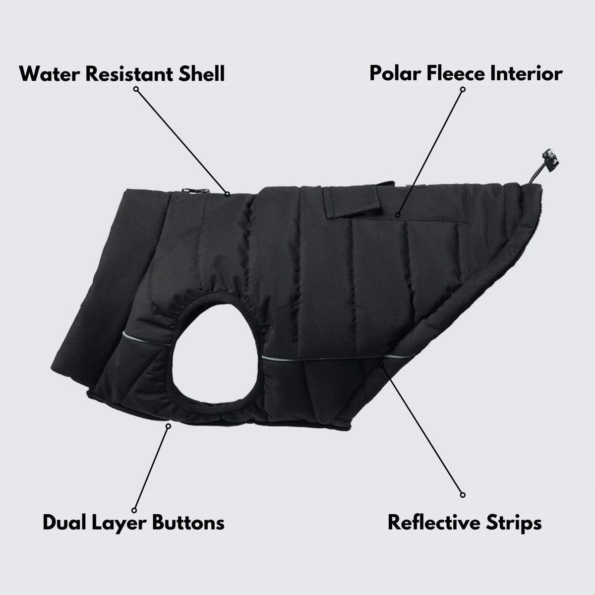 WarmShield Water-Resistant Dog Jacket – Black – alternate view 3