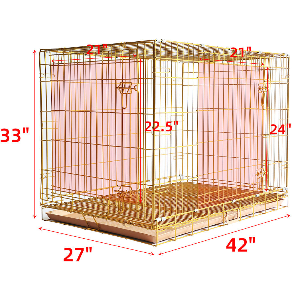 Copper Gold Wire Dog Crate – 24 to 42 Inch, Foldable – alternate view 12