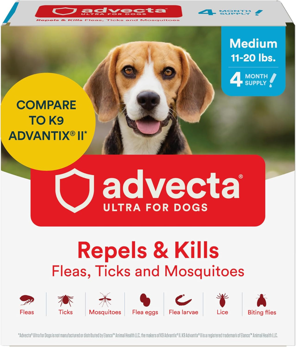 Advecta Ultra Flea & Tick Treatment for Medium Dogs – 4 Month Supply – front view