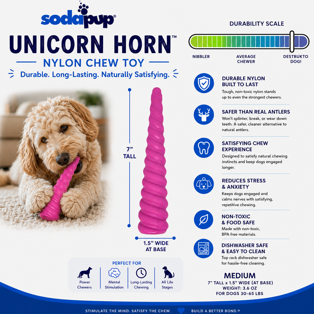 SodaPup Princess Pack pink glitter ball and unicorn horn chew toy set – photo 5 of 10