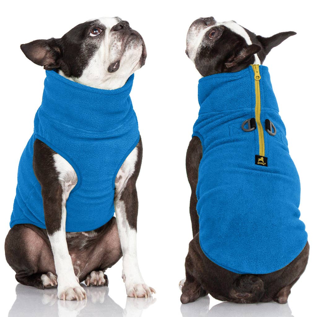 Half Zip-Up Fleece Dog Vest – Blue – front view