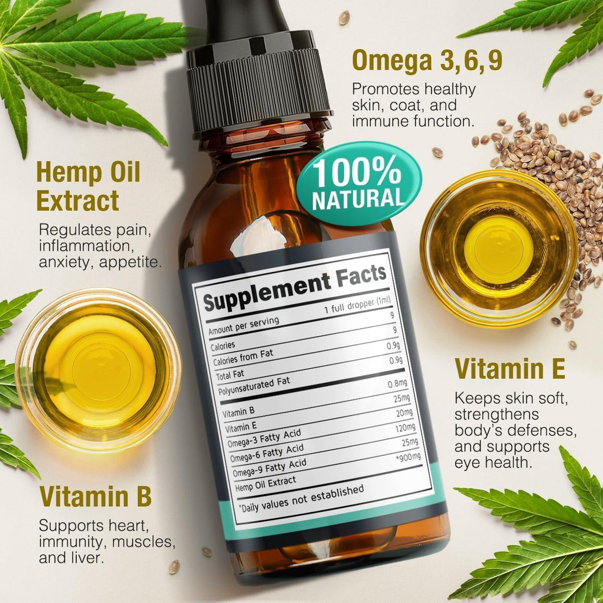 Hemp Oil for Dogs & Cats – Calming Support, 2 Pack – alternate view 4