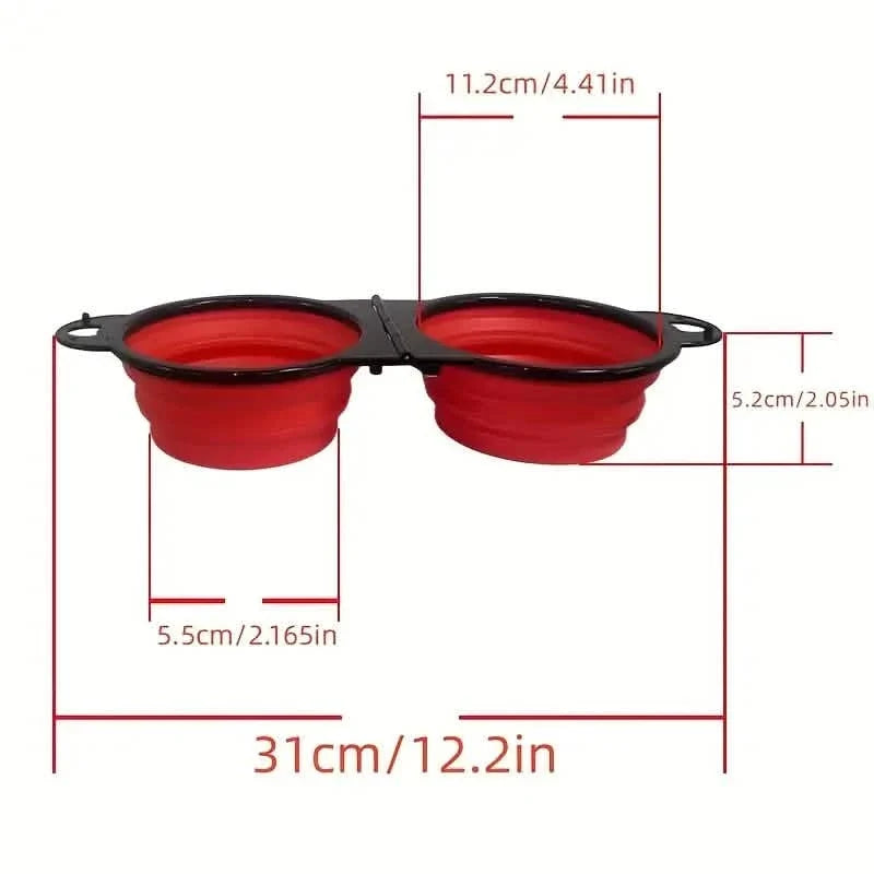 2-in-1 Collapsible Double Dog Bowl Silicone Travel – photo 8 of 9