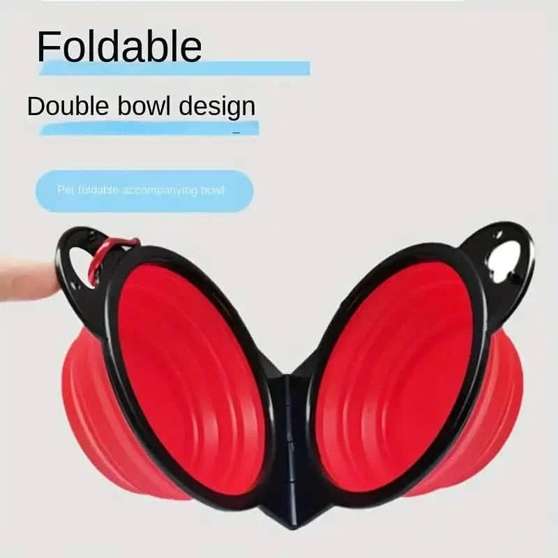 2-in-1 Collapsible Double Dog Bowl Silicone Travel – photo 6 of 9