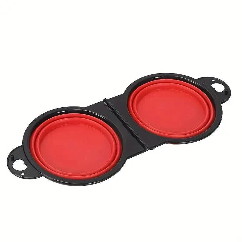 2-in-1 Collapsible Double Dog Bowl Silicone Travel – photo 3 of 9
