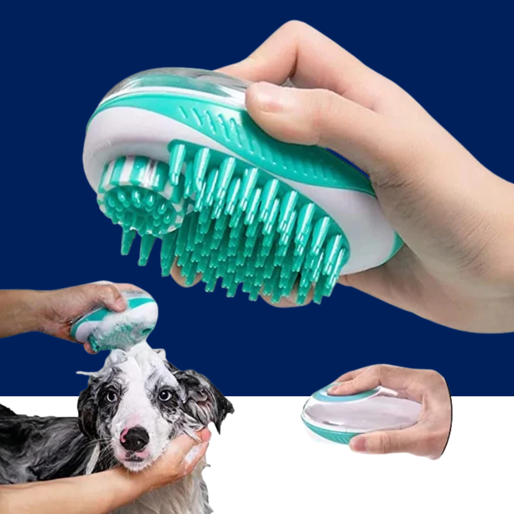 2-in-1 Soft Silicone Pet Bath Brush – Dog & Cat Grooming Massage Comb – front view