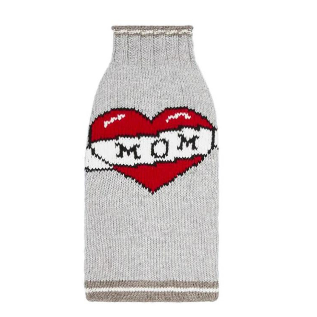 Tattooed Mom Dog Sweater Grey and Red Wool – photo 4 of 6