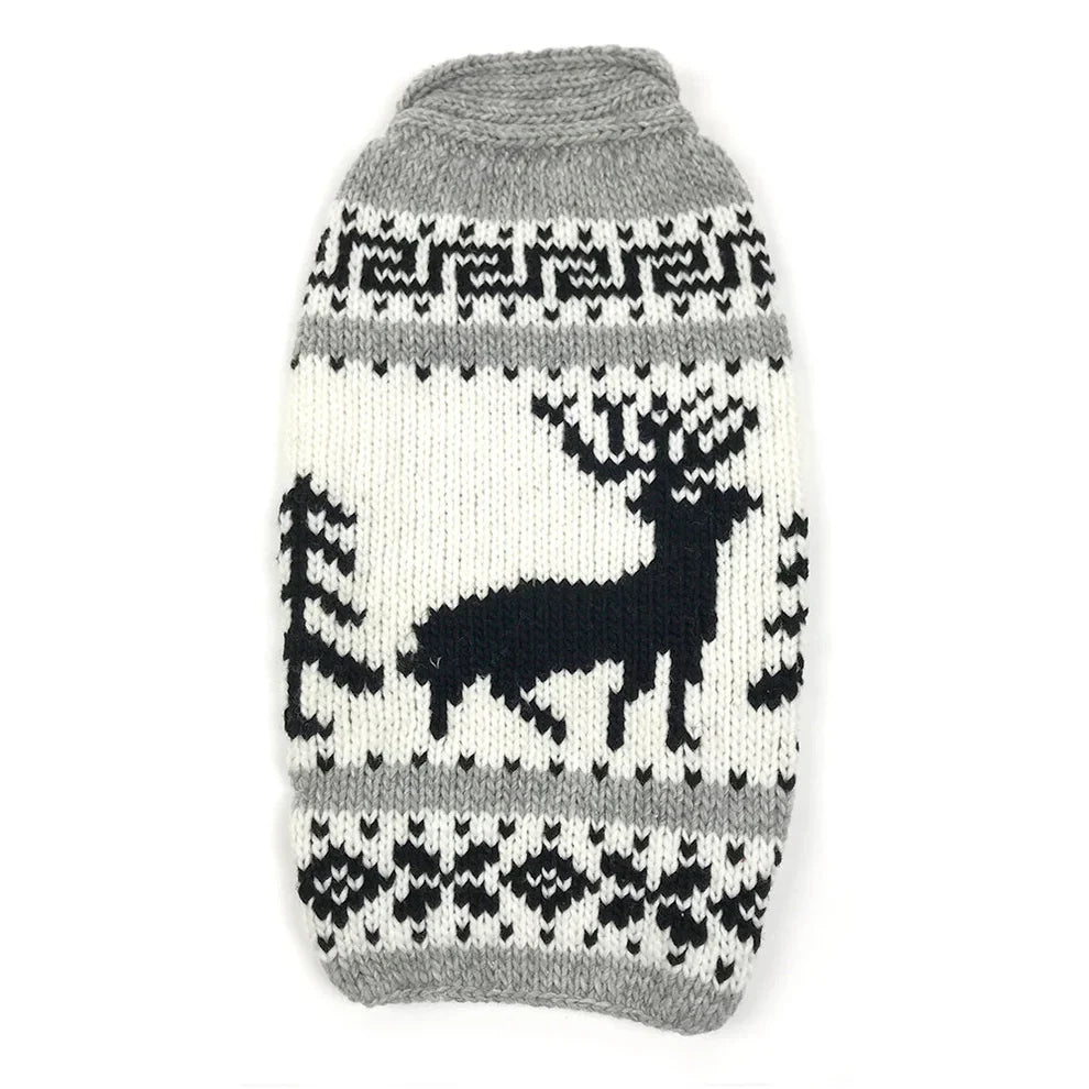 Reindeer Shawl Dog Sweater Grey and Charcoal – photo 5 of 5