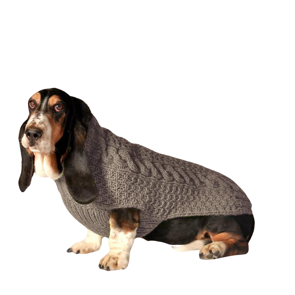 Gray Cable Knit Dog Sweater 100 Percent Sheep Wool – photo 3 of 6