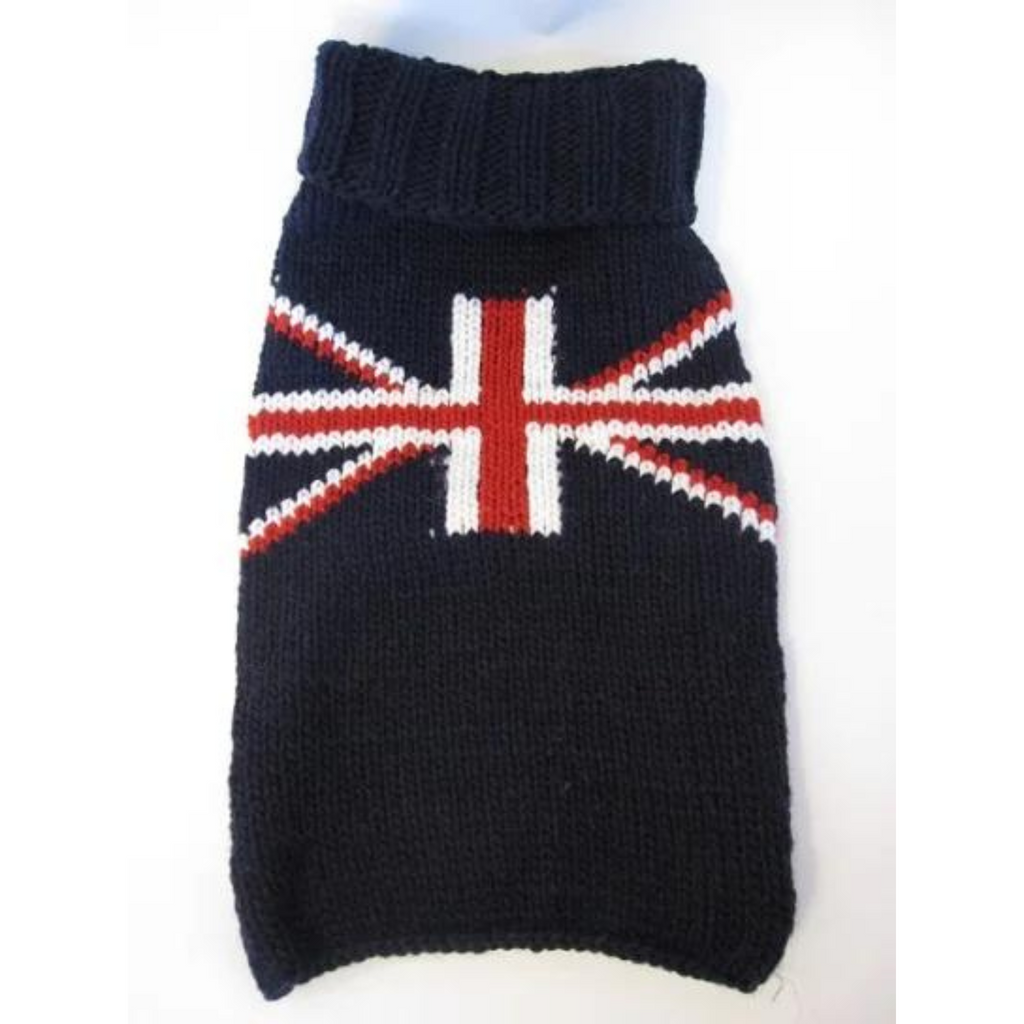 Union Jack Wool Dog Sweater Hand Knit Pullover – photo 3 of 4