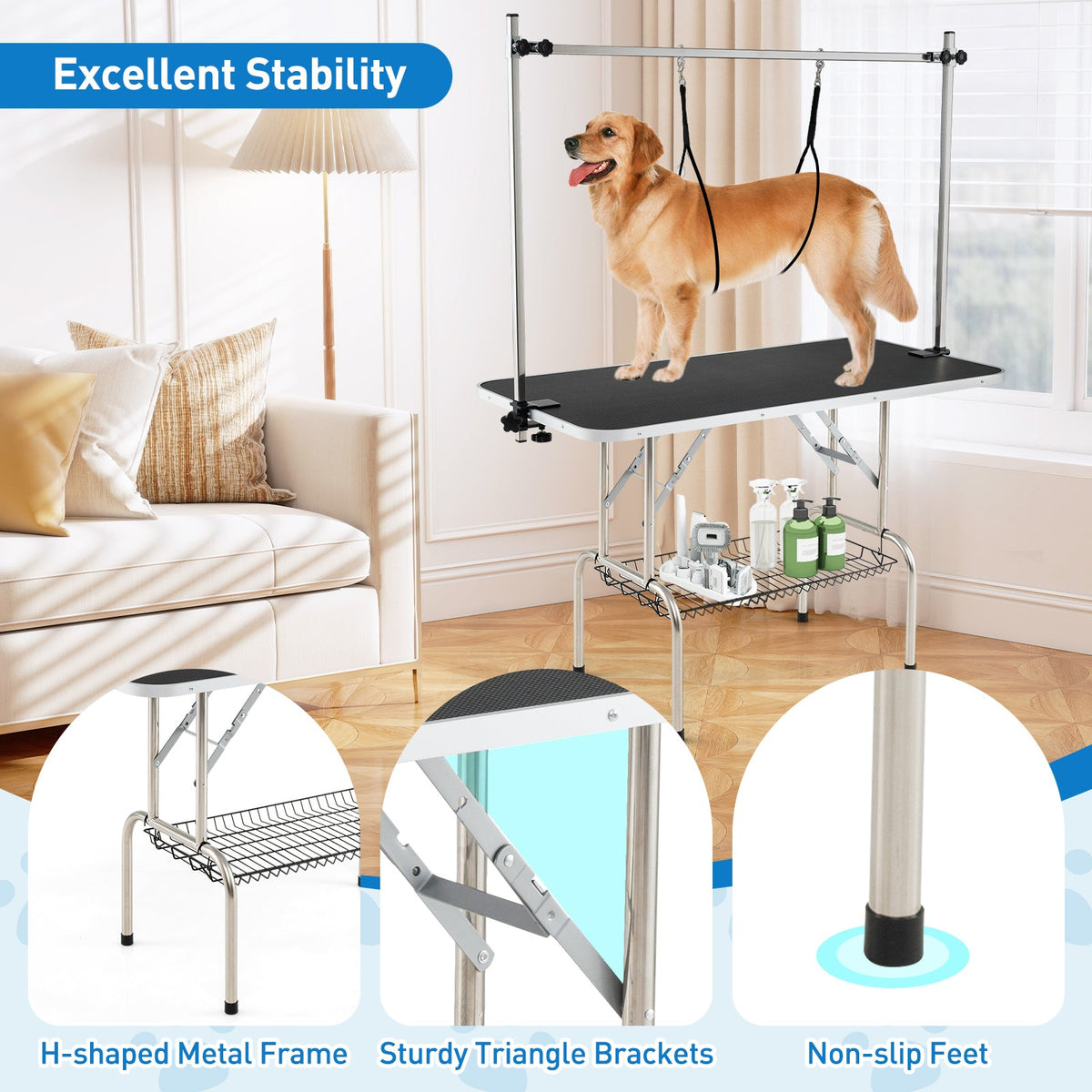 Foldable Dog Grooming Table with Adjustable Arms Black – photo 8 of 8