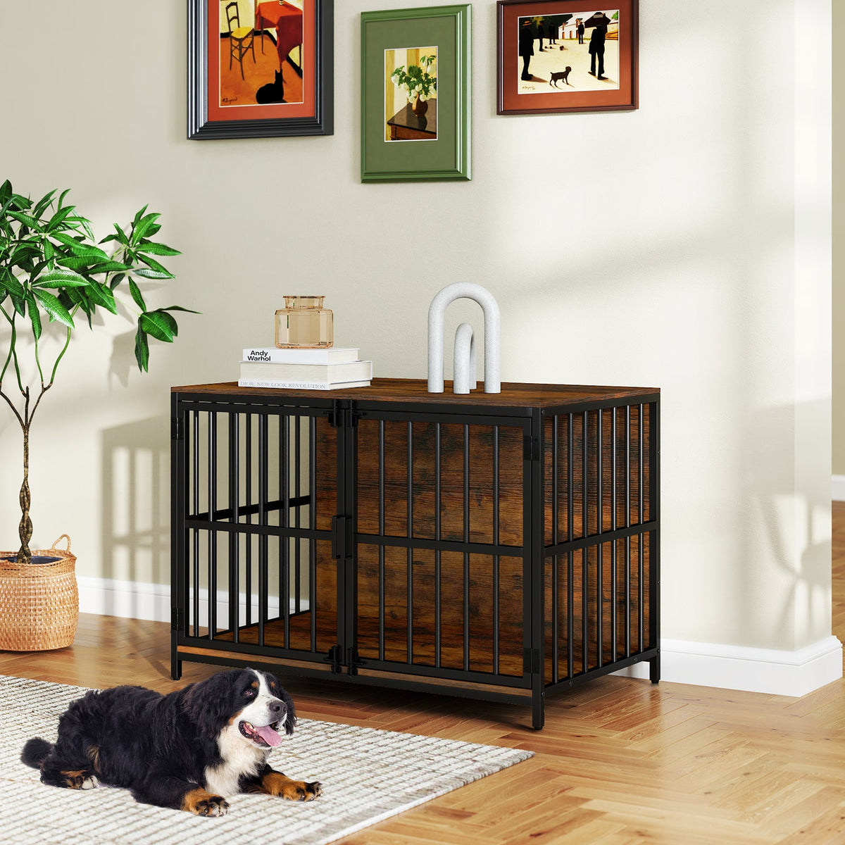 40 Inch Dog Crate Furniture Kennel with Double Doors – photo 7 of 16